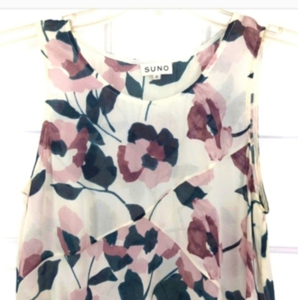 Sumo 100% silk top asymmetrical hemline feminine boho top Floral - Picture 3 of 8